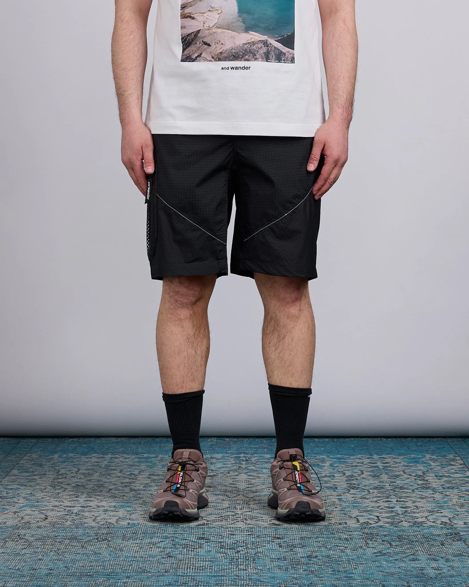 and wander Breath Rip Nylon Short Black