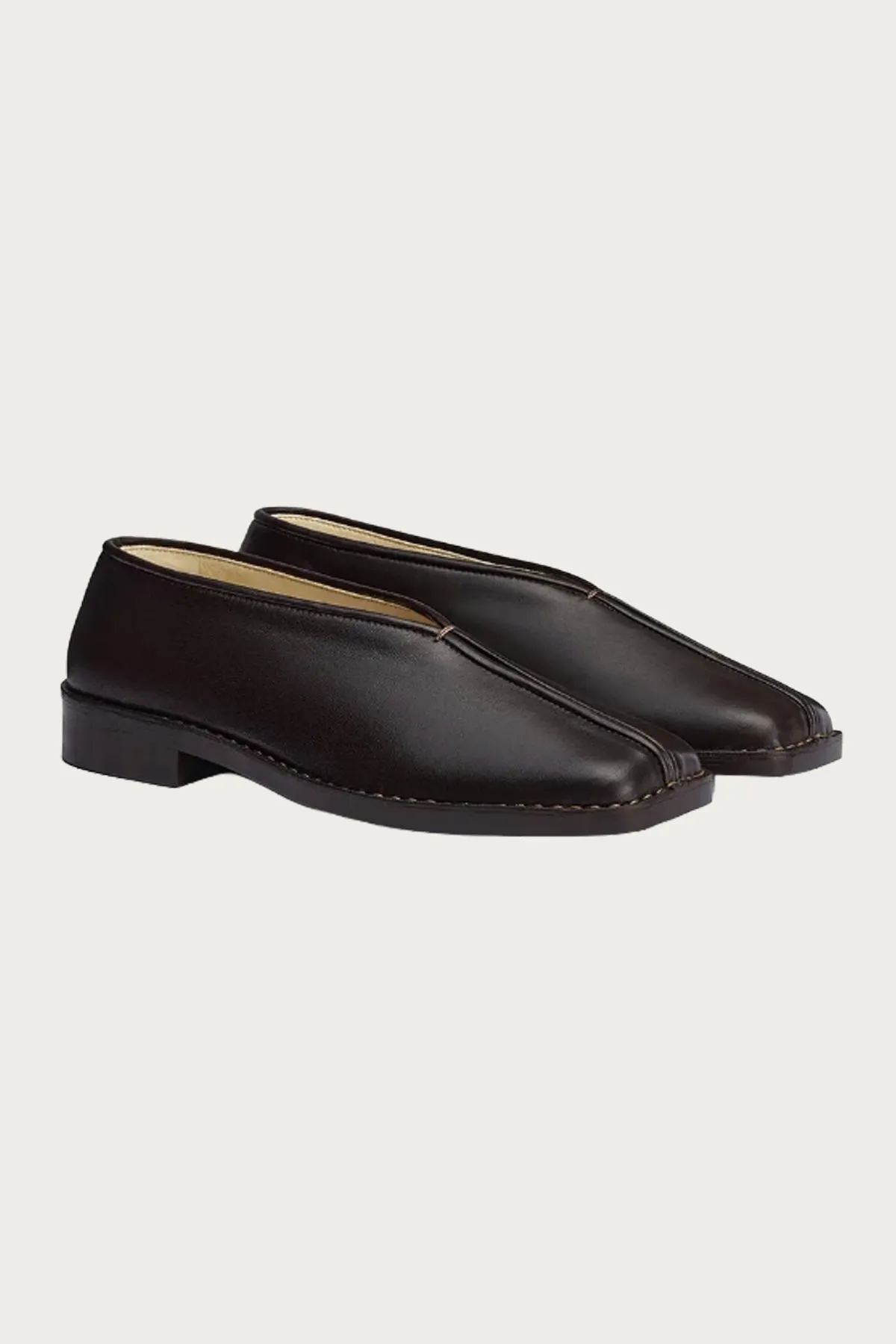 Flat Piped Slippers - Dark Chocolate
