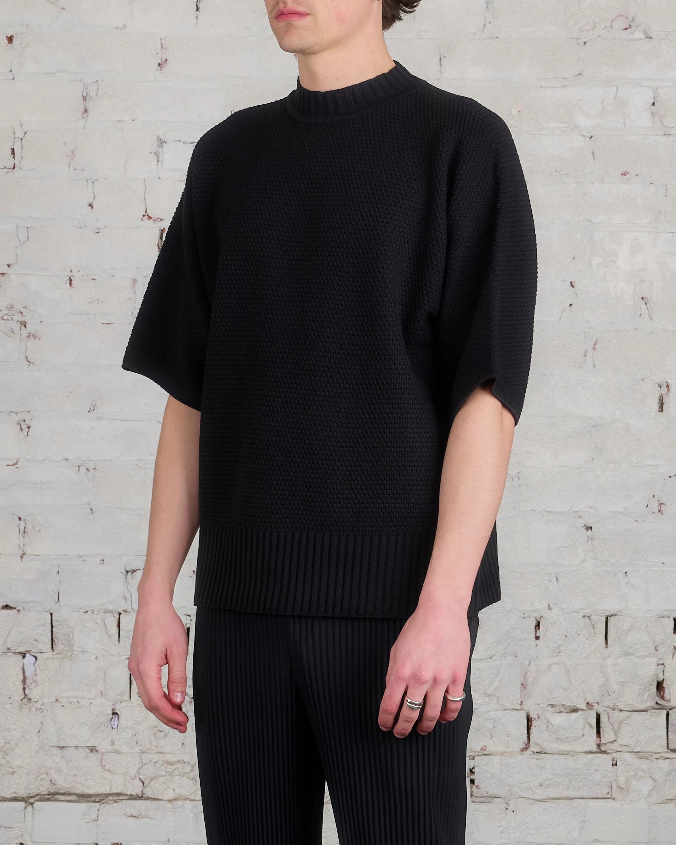 Issey Miyake Homme Plisse Rustic Knit Tee Black