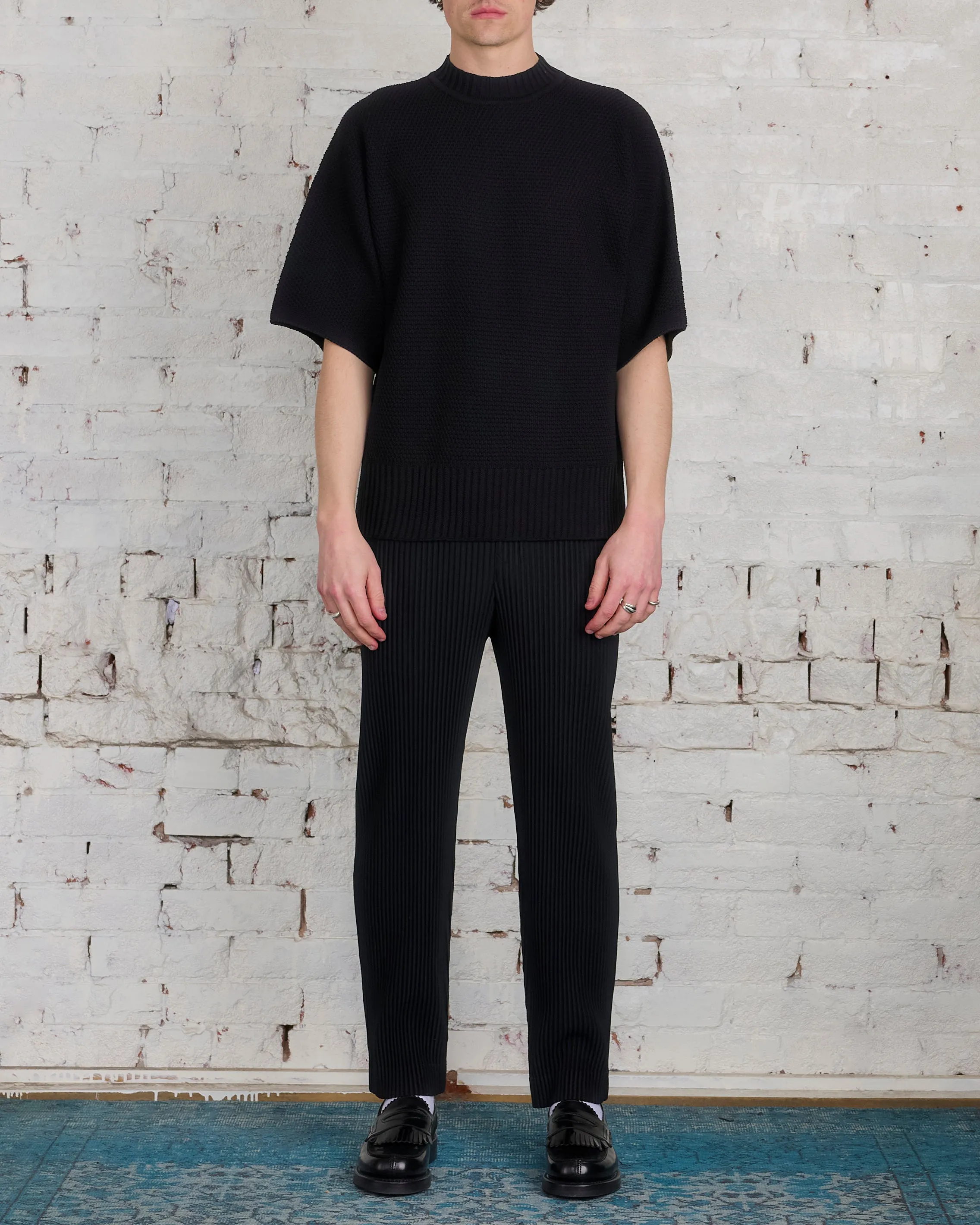 Issey Miyake Homme Plisse Rustic Knit Tee Black