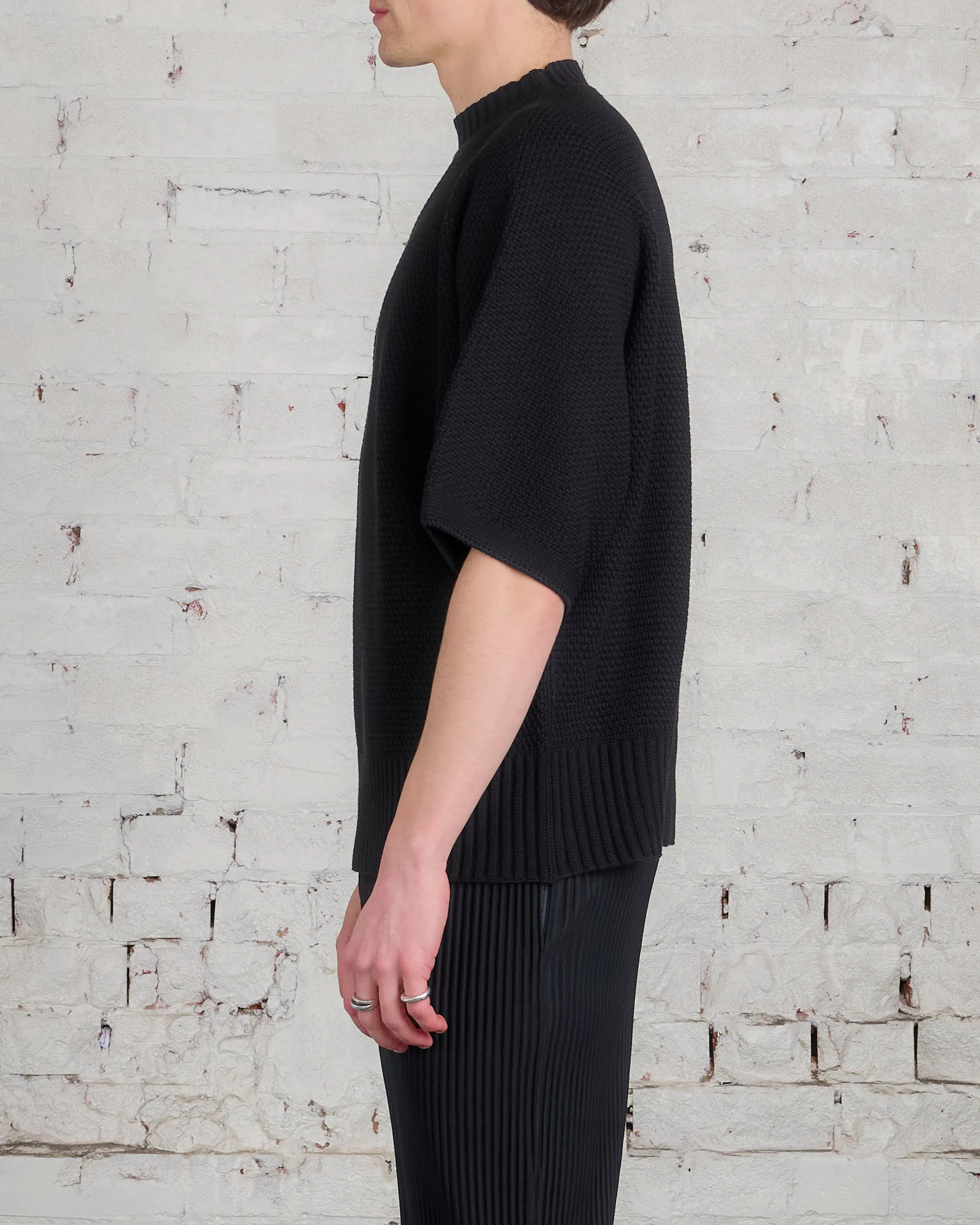 Issey Miyake Homme Plisse Rustic Knit Tee Black