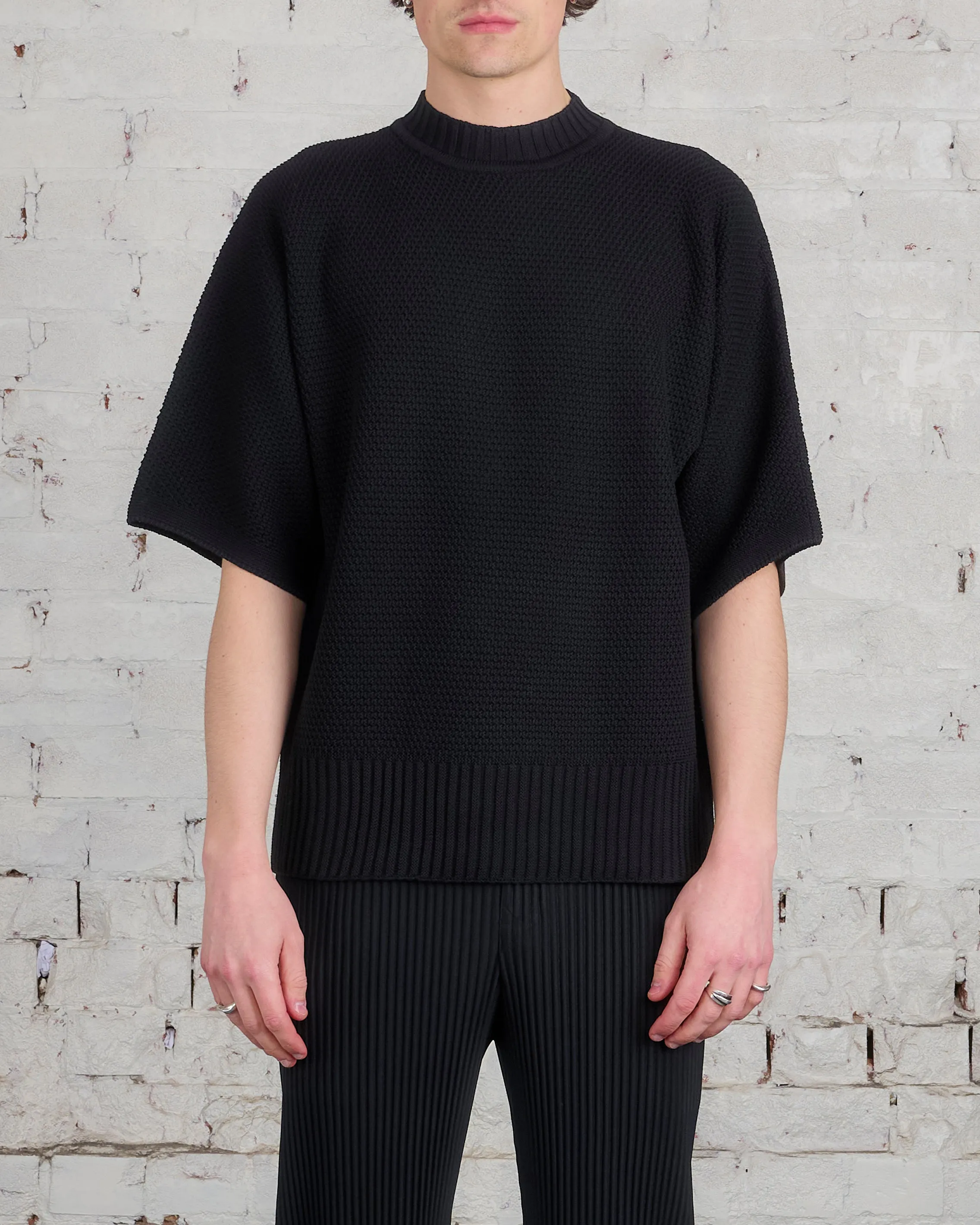 Issey Miyake Homme Plisse Rustic Knit Tee Black