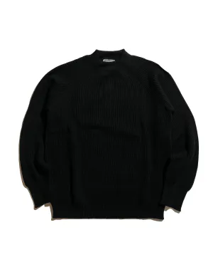 Margaret Howell Simple Rib Crew Neck Cotton Wool Black
