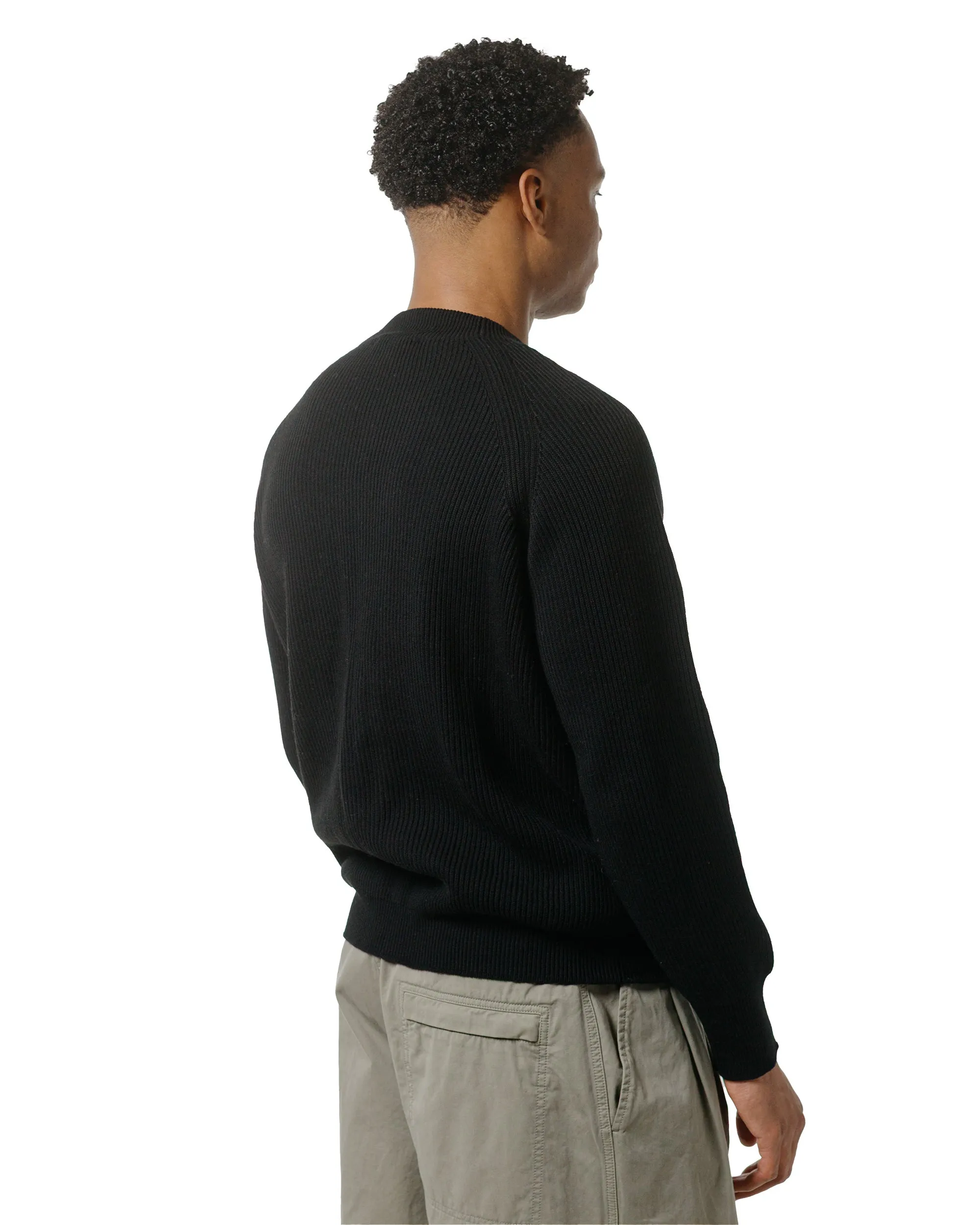 Margaret Howell Simple Rib Crew Neck Cotton Wool Black