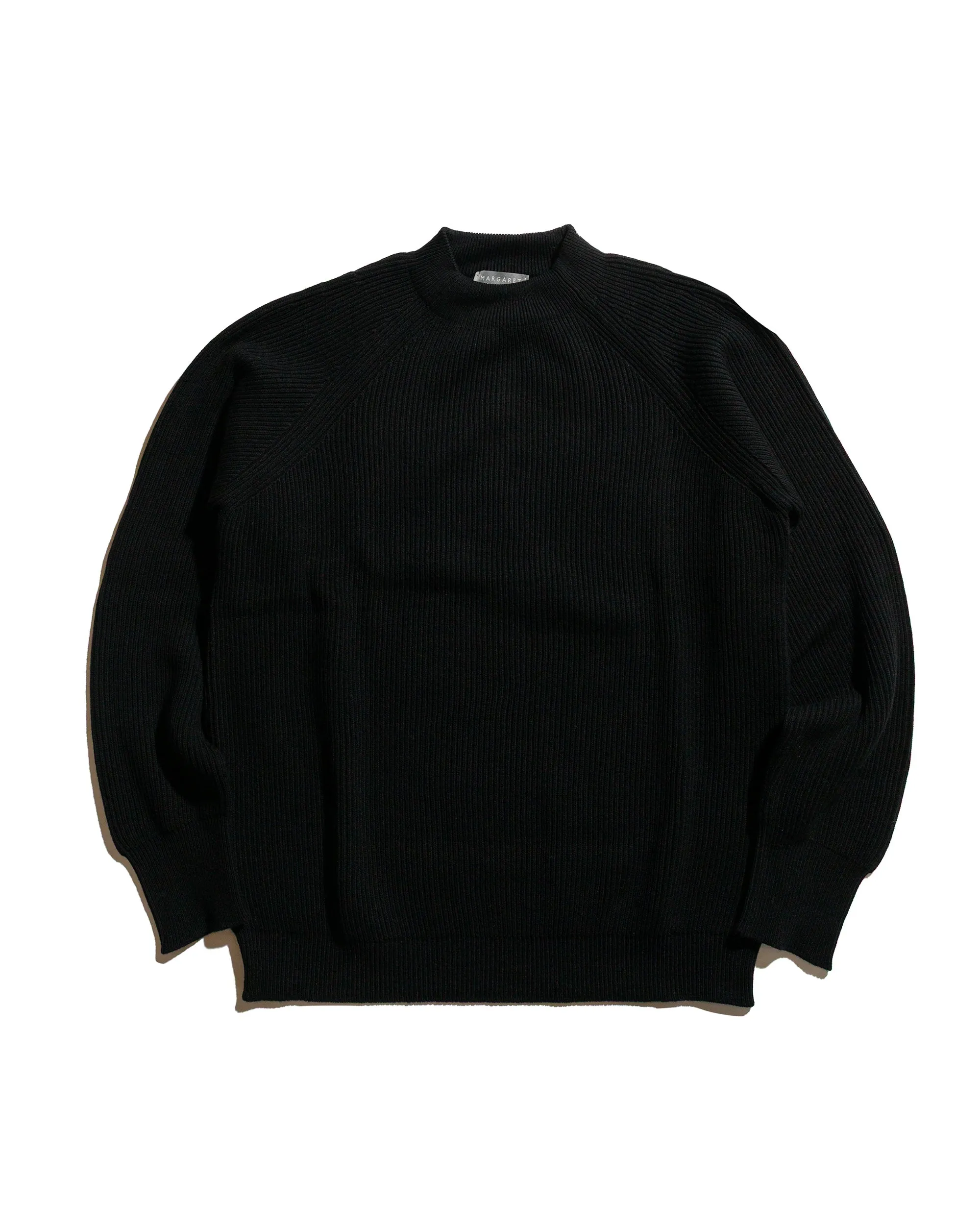 Margaret Howell Simple Rib Crew Neck Cotton Wool Black