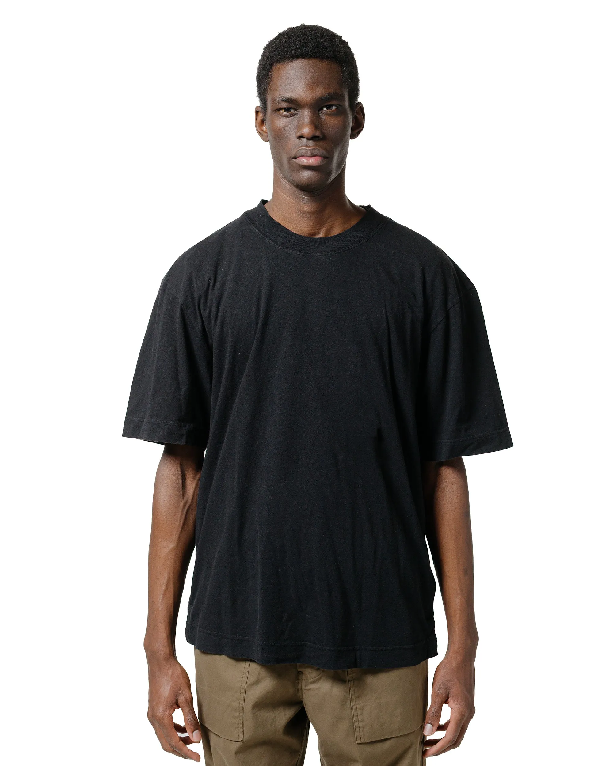 MHL Simple T-Shirt Organic Cotton Linen Jersey Black