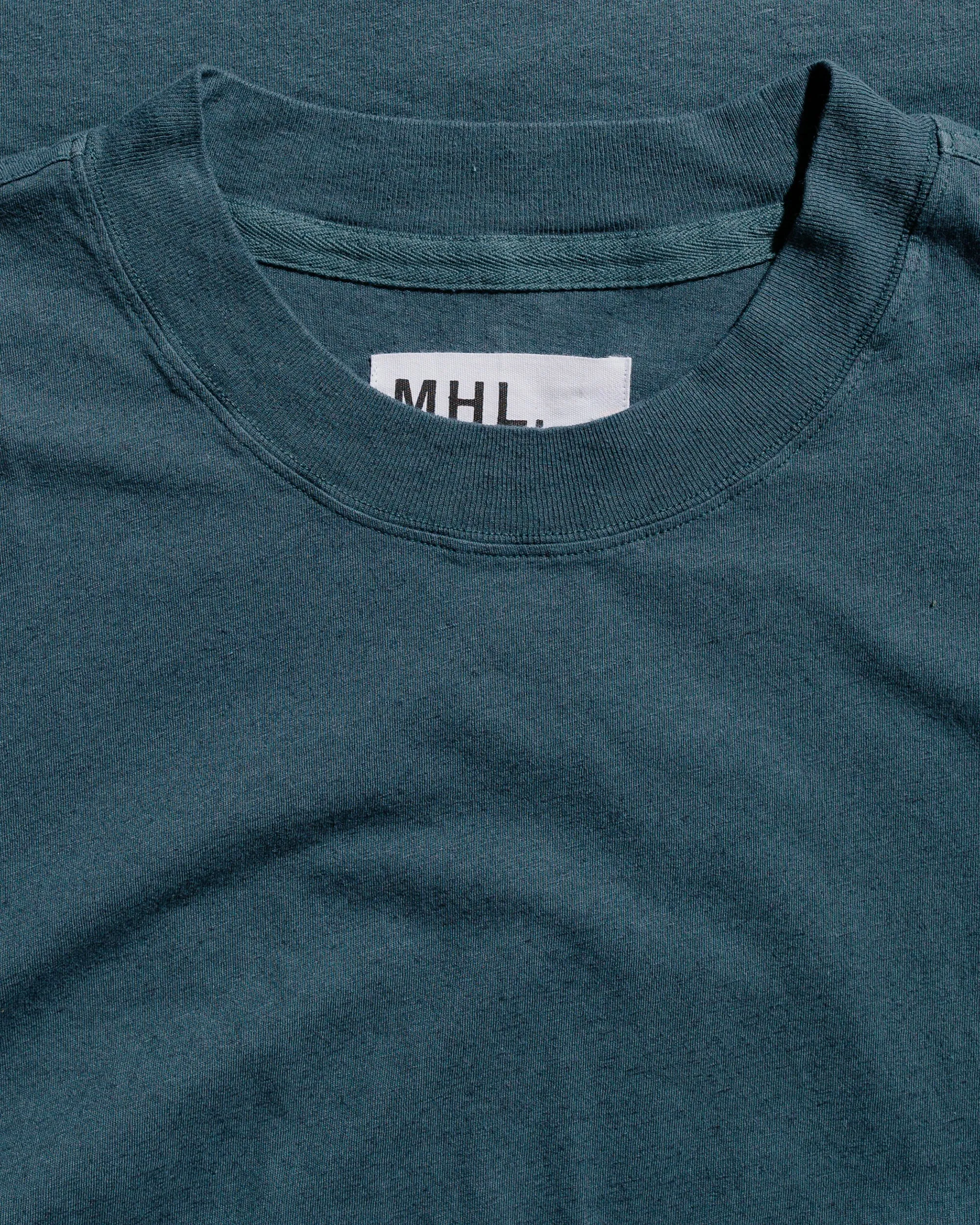 MHL Simple T-Shirt Organic Cotton Linen Jersey Mineral Blue
