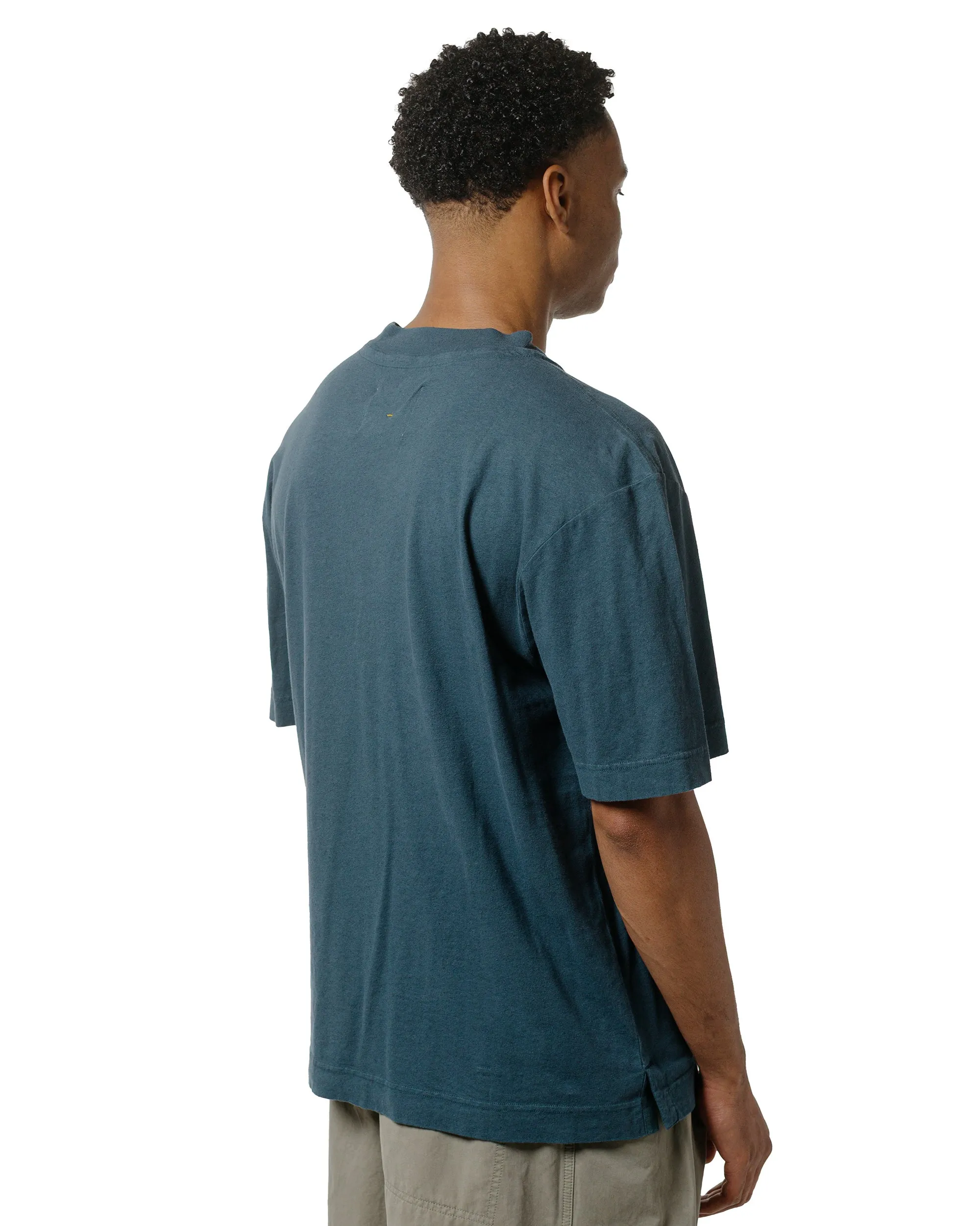 MHL Simple T-Shirt Organic Cotton Linen Jersey Mineral Blue