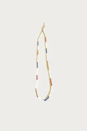 Murano Dead Stock Beads Necklace - Blue/Red/White