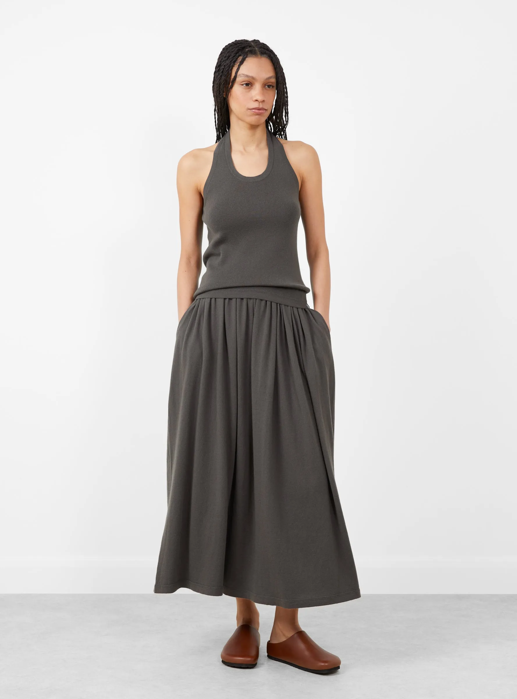 N409 Jerry Cotton Cashmere Top Mud