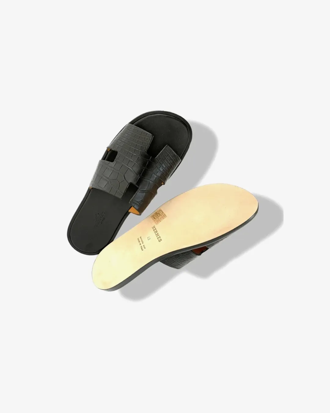 Original Hermes Izmir Sandal in Croc Leather.