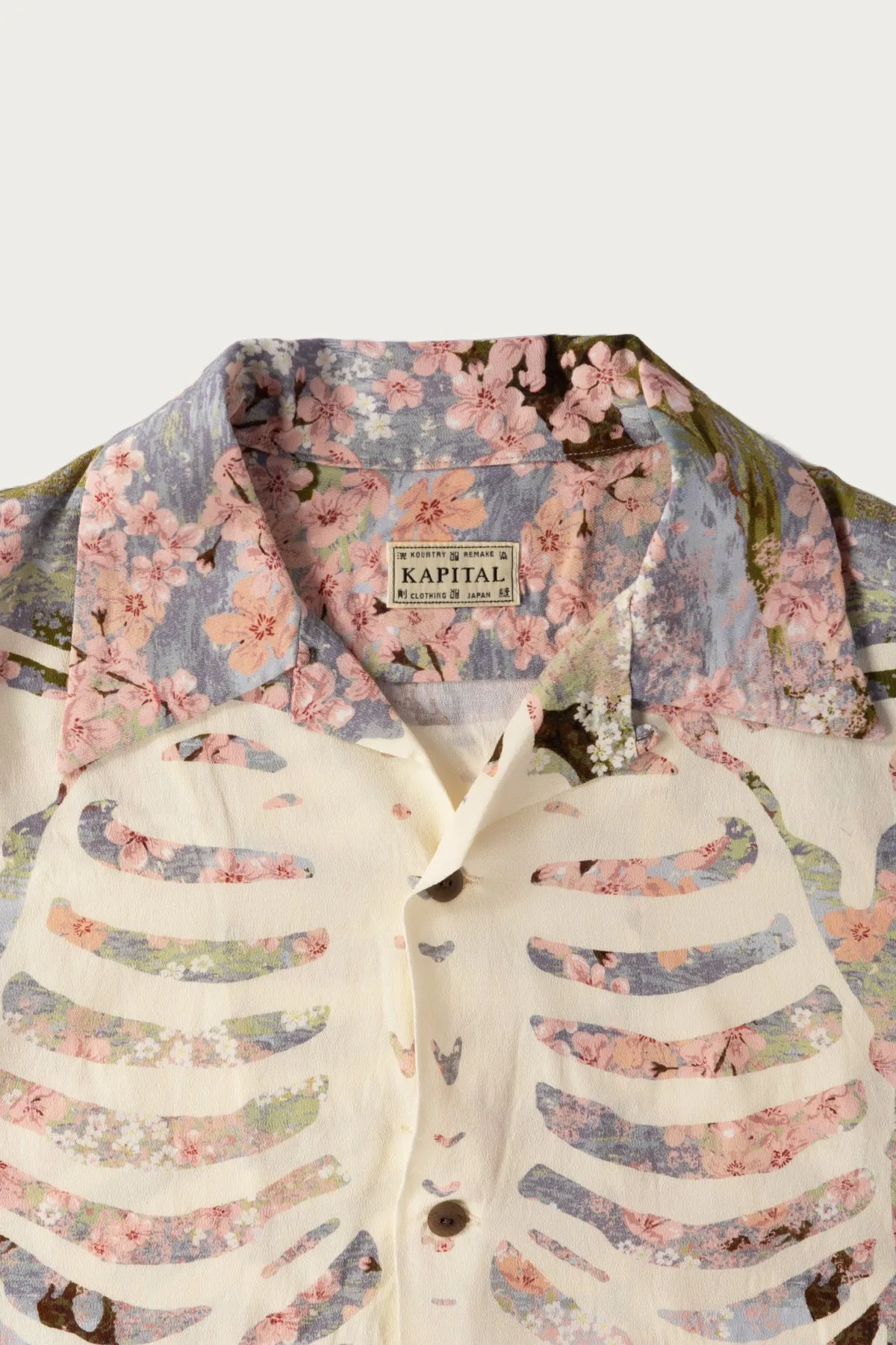 Rayon SAKURA-BONE Aloha Shirt - Sax