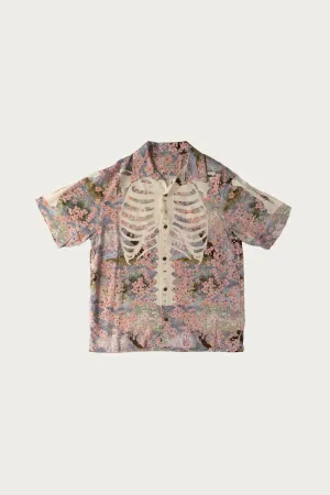 Rayon SAKURA-BONE Aloha Shirt - Sax