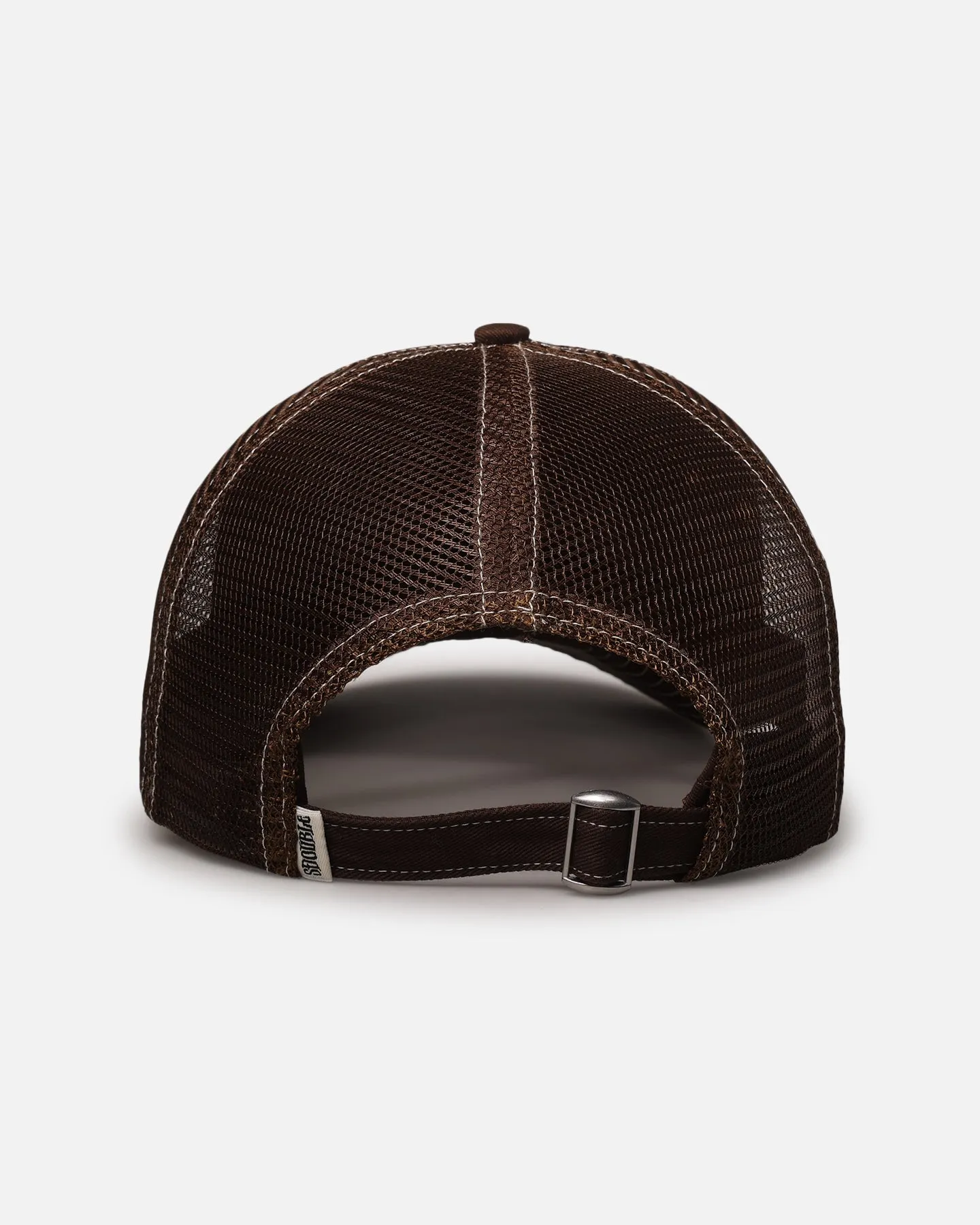 S Double Mid-Block Curved Peak Trucker Strapback Natural