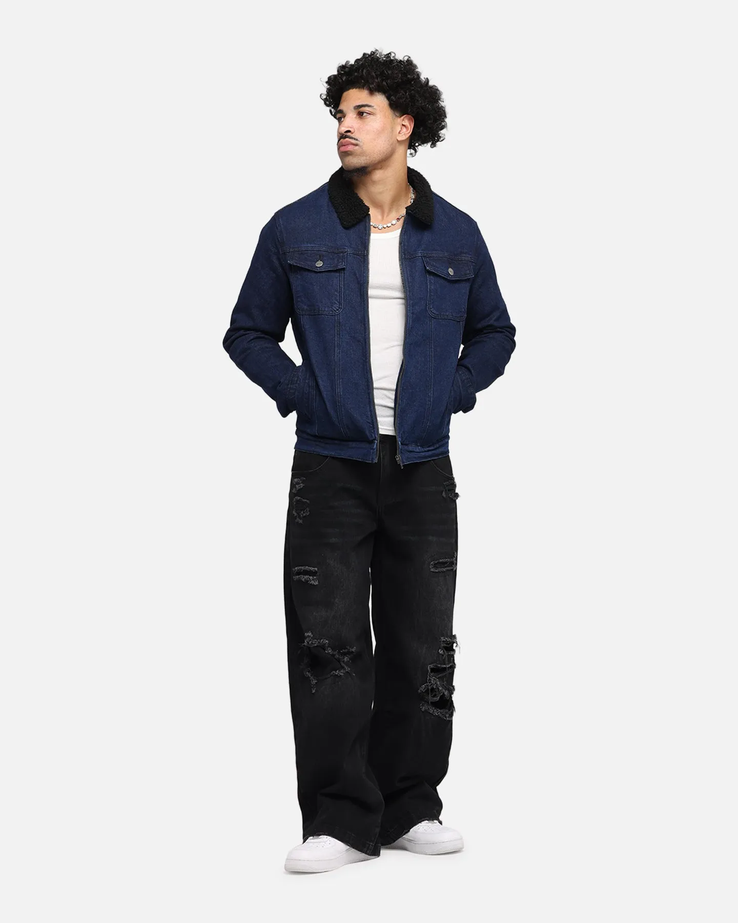 Saint Morta Sherpa Denim Zip Jacket Indigo/Black