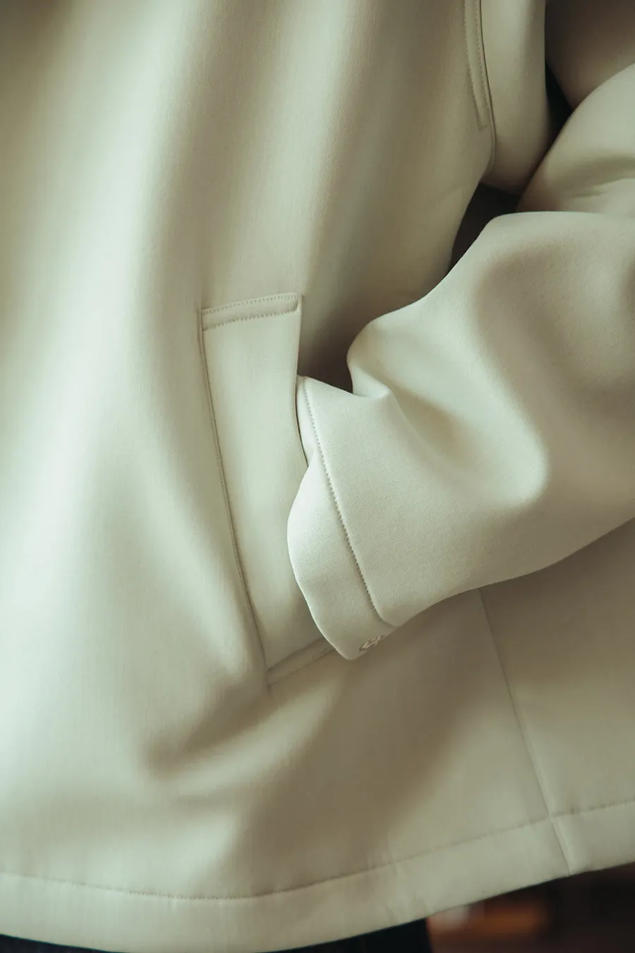 Sponge Wool Twill Zip Blouson - Pale Green