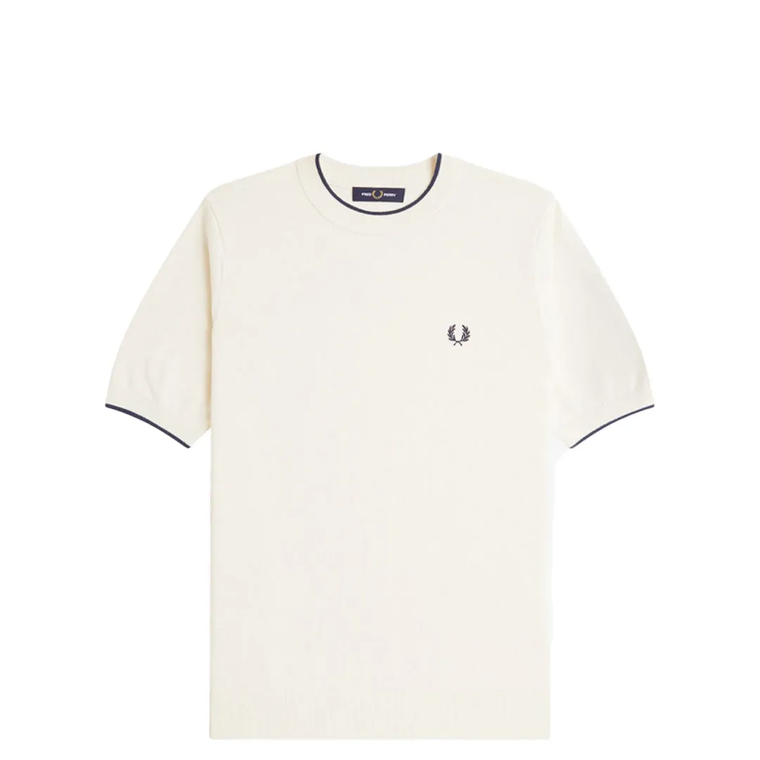 TEXTURE FRONT KNITTED T-SHIRT ECRU