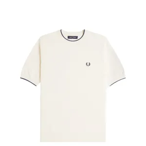 TEXTURE FRONT KNITTED T-SHIRT ECRU