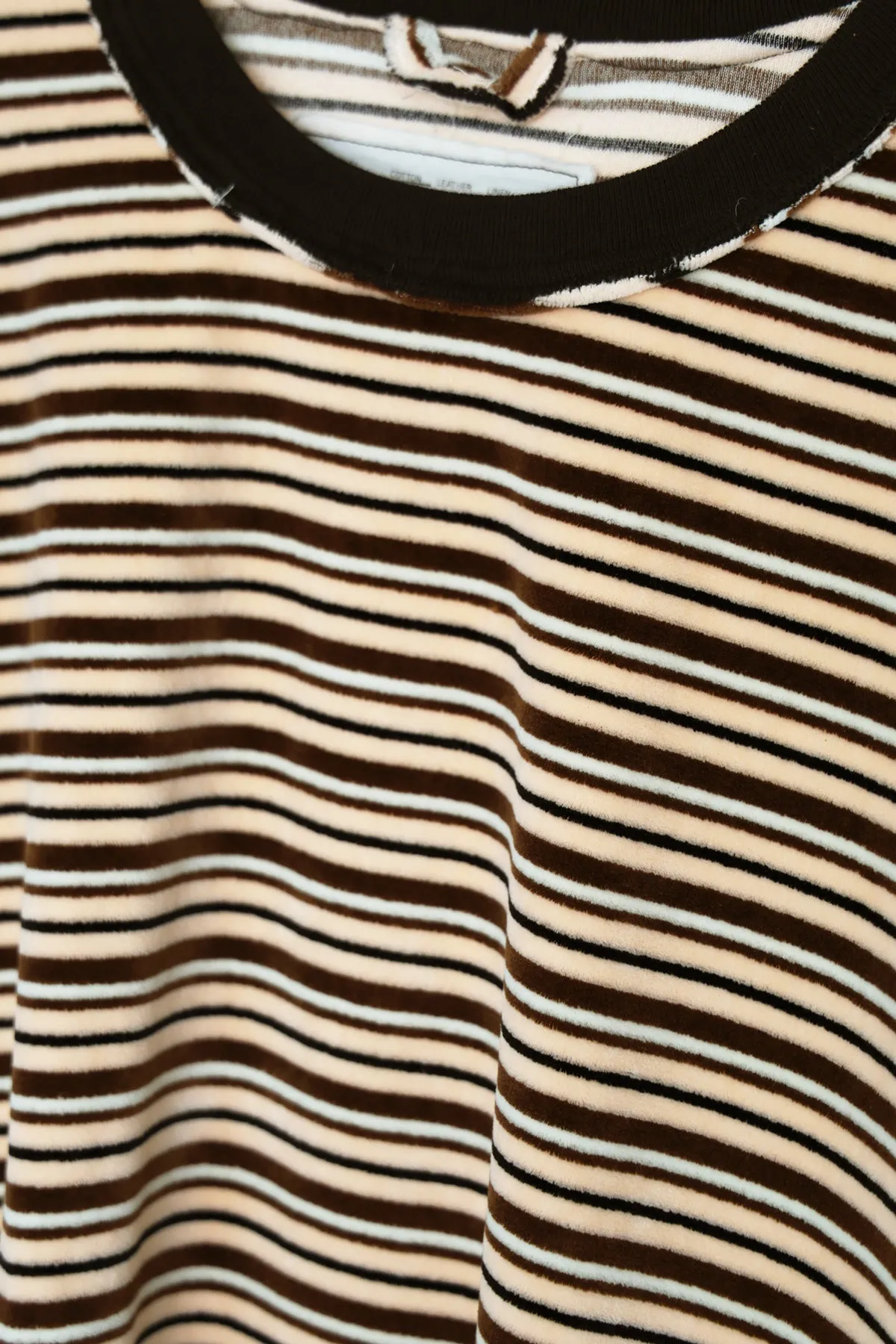 Velour Stripe Big Tee - Pink/Brown/White
