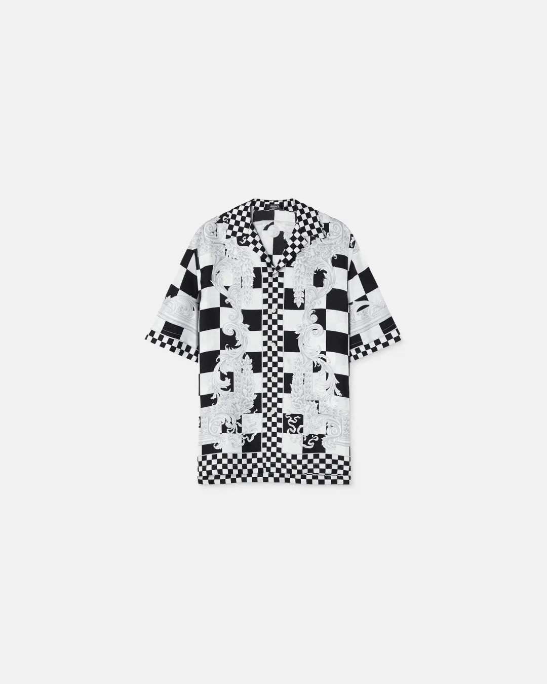 Versace Medusa Contrasto Silk Shirt in Blue and Black