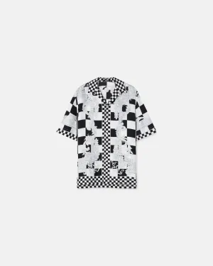 Versace Medusa Contrasto Silk Shirt in Blue and Black