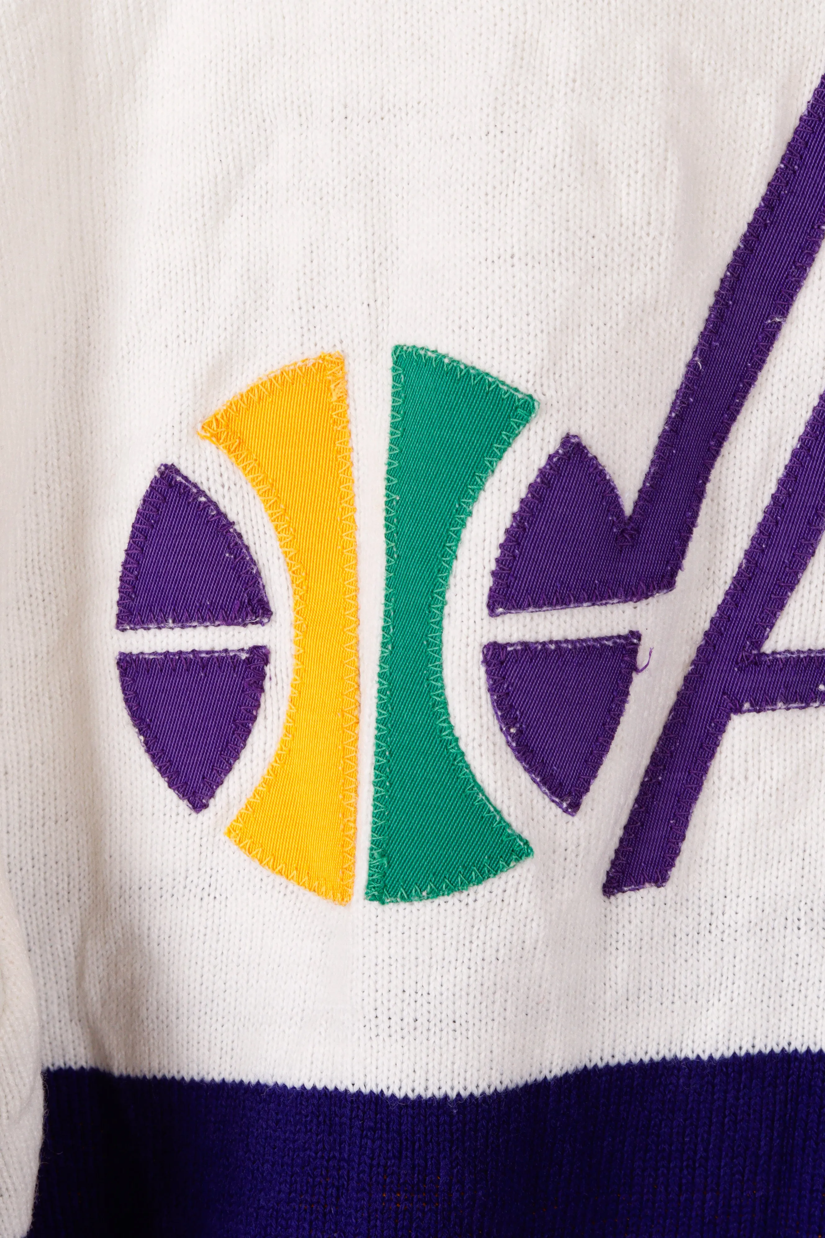 Vintage 1984-85 Sand Knit 'Bob Hansen Utah Jazz Home' Warm Up Jacket White