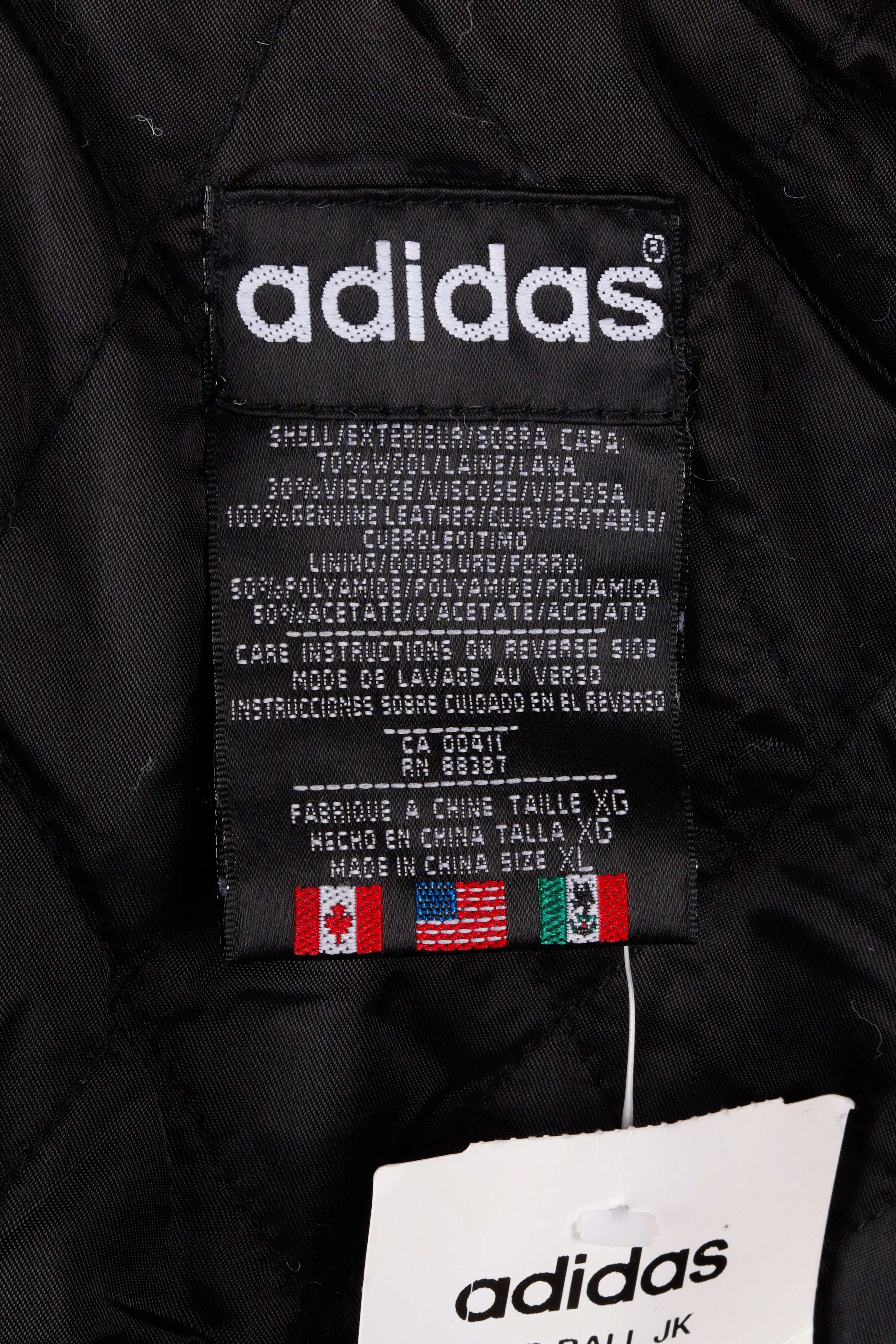 Vintage 1996 adidas 'Promo Basketball' Wool Suede Varsity Jacket Blue