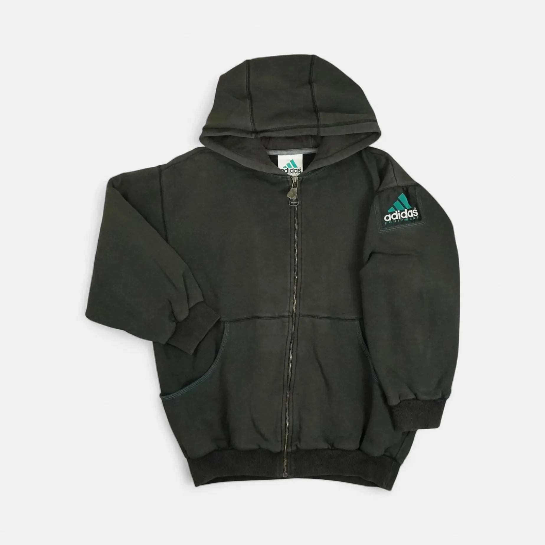 Vintage Adidas Equipment Black Zip Up Hoodie (XL)