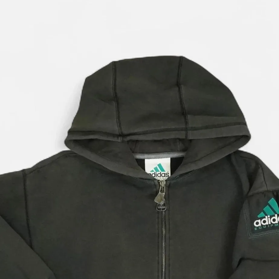 Vintage Adidas Equipment Black Zip Up Hoodie (XL)