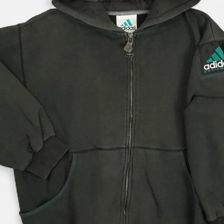 Vintage Adidas Equipment Black Zip Up Hoodie (XL)