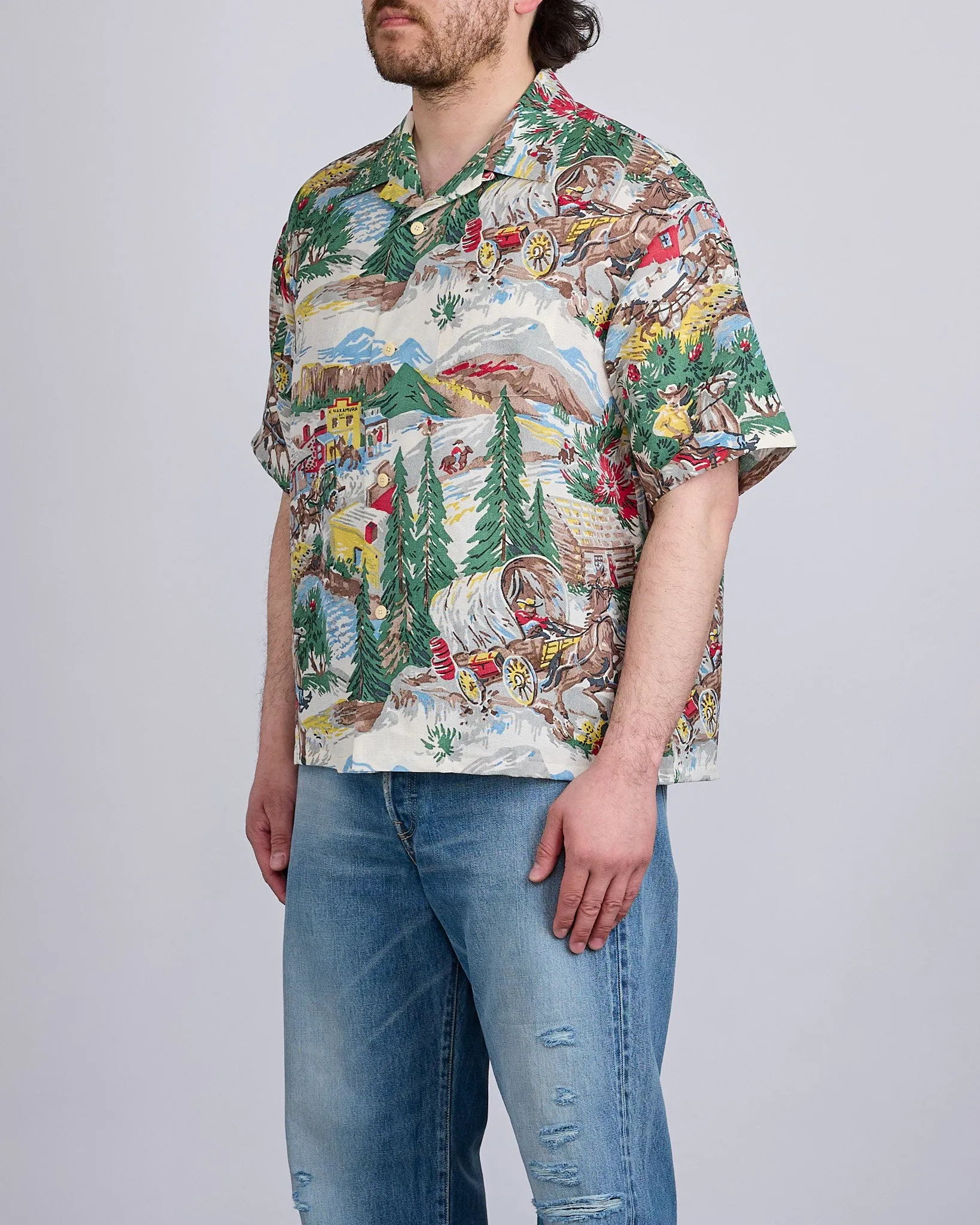 visvim Crosby Button Shirt Short Sleeve (Washi Chirimen) Ivory