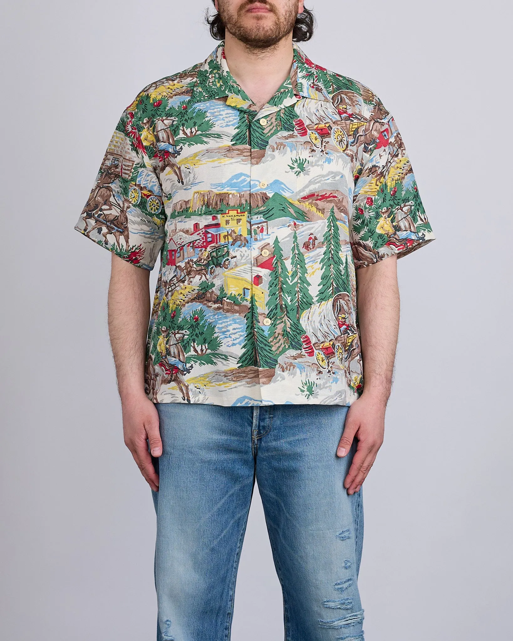 visvim Crosby Button Shirt Short Sleeve (Washi Chirimen) Ivory