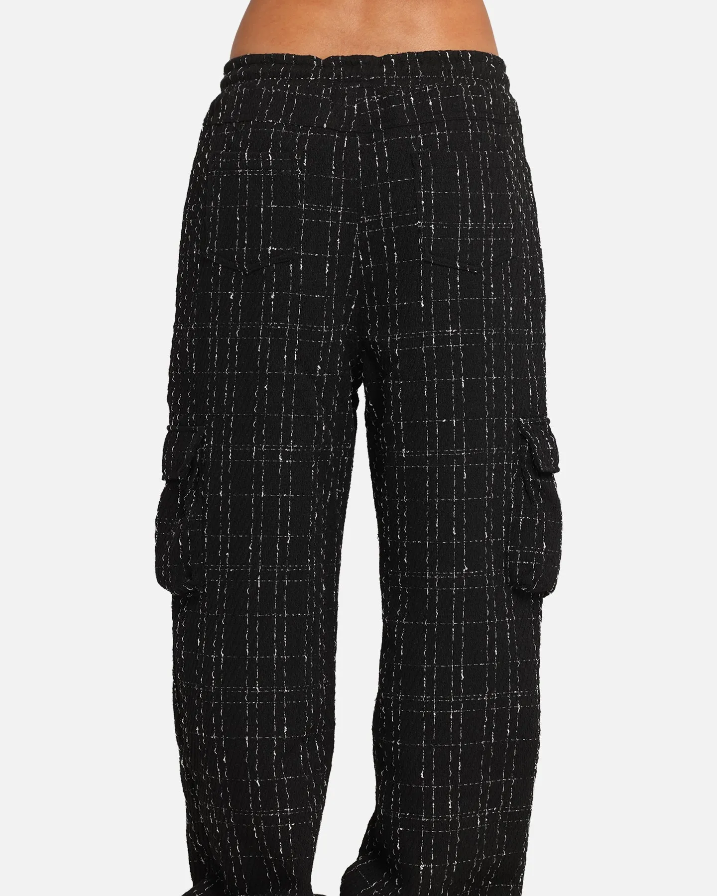 XXIII Boucle Tweed Cargo Pants Black
